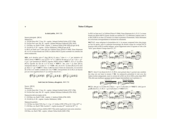 BWV 732, Appareil critique - J.S. Bach, œuvre d'orgue, volume IX
