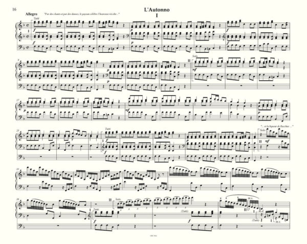 Vivaldi Automne transcription pour orgue par R. Vergnet - Tournes de pages faciles